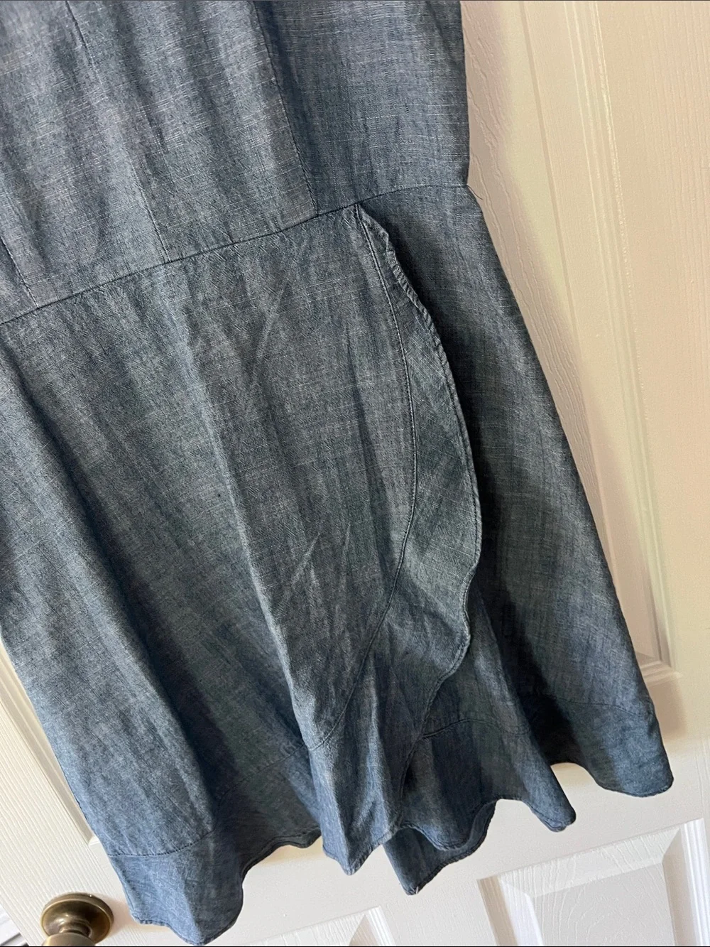 J. Crew Chambray Blue V-Neck Short Sleeve Dress - Picture 4 of 5